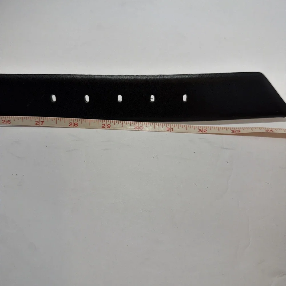 Vtg Liz Claiborne Black Leather Belt Womens S P Silver Buckle Classic Minimalist